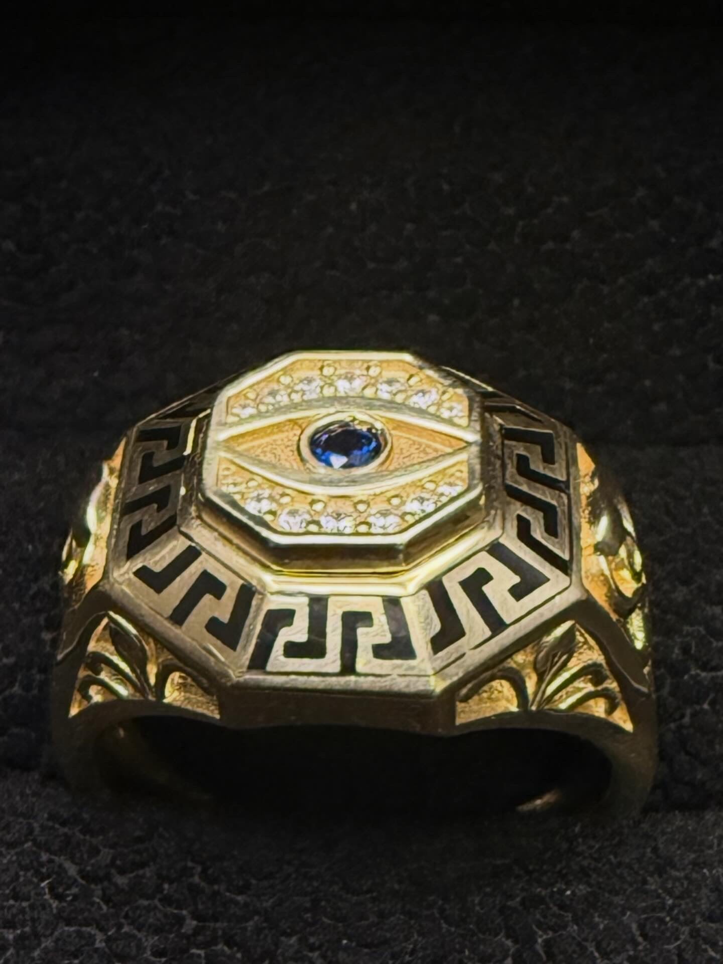 14K Gold Turkish Evil Eye Ring – 10.2 Grams – Size 10