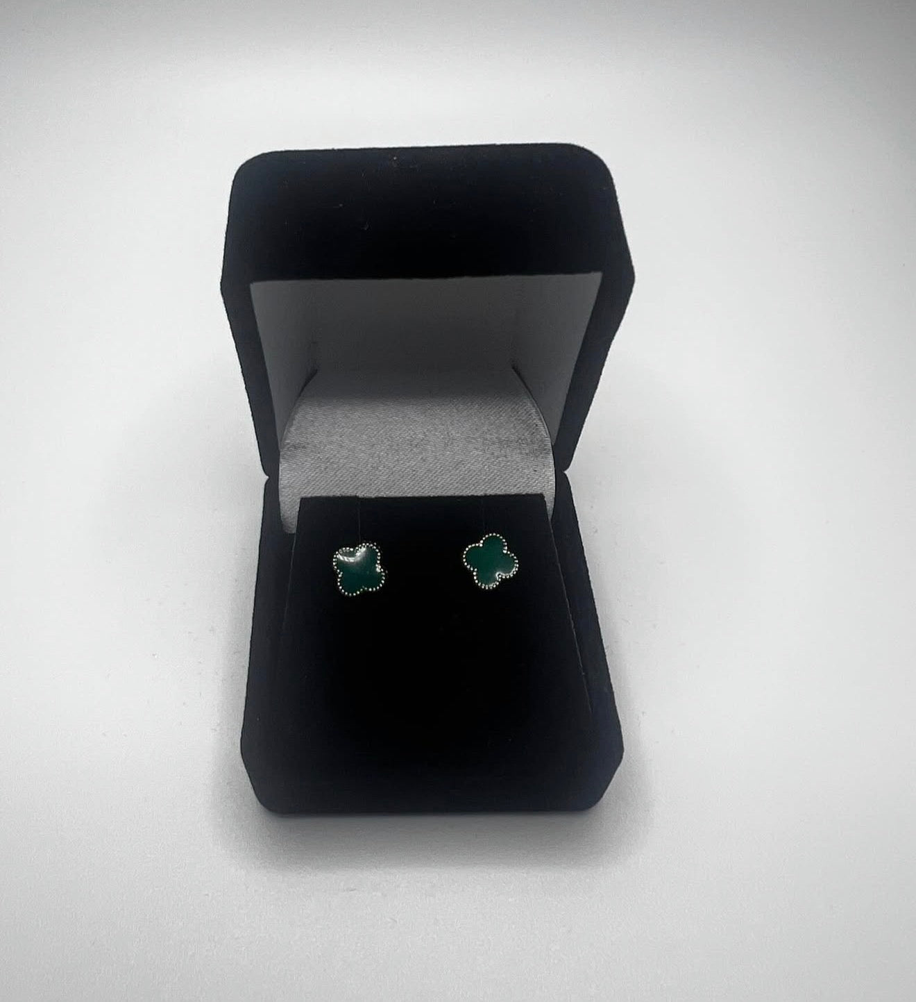 14K Gold Green Clover Earrings