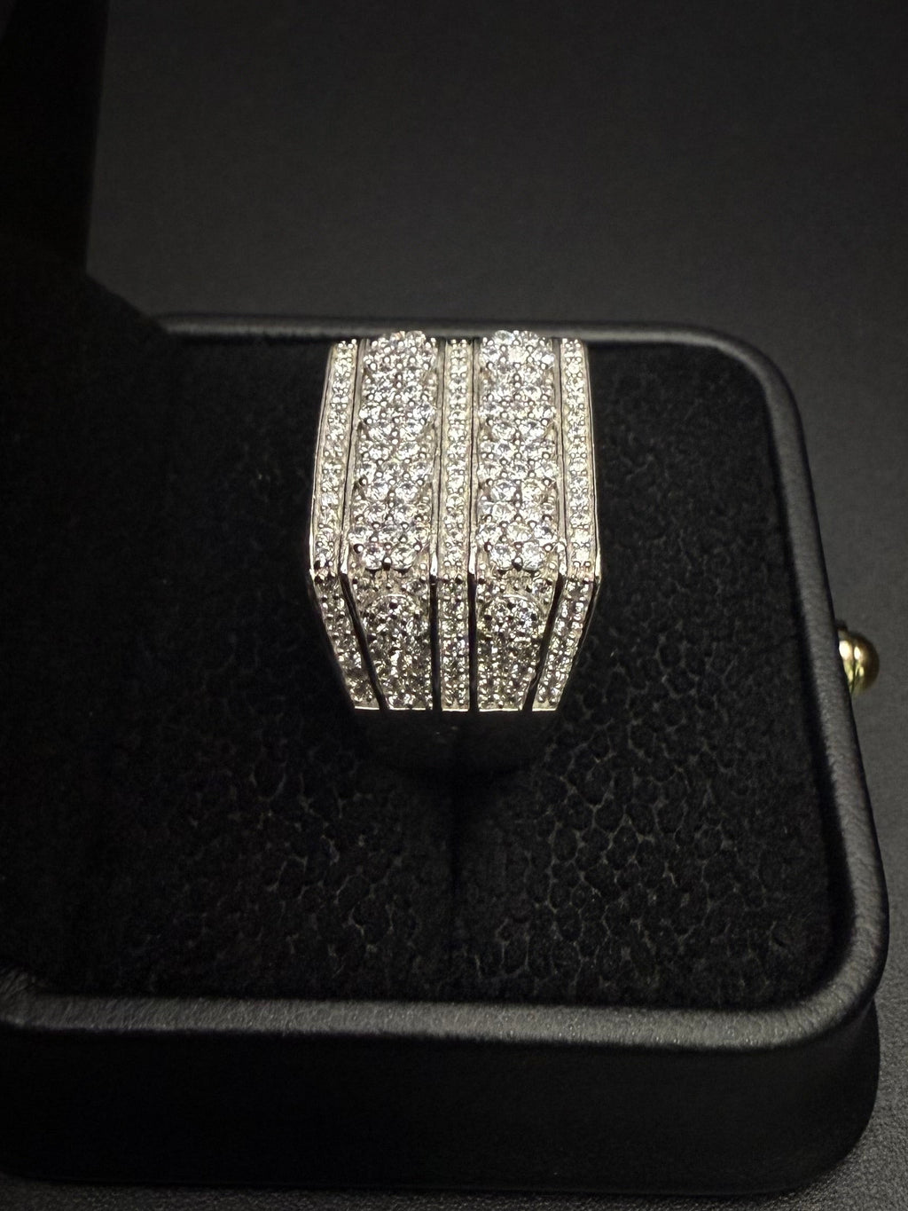 Iced Out Rectangular Ring – 925 Sterling Silver CZ | Size 9