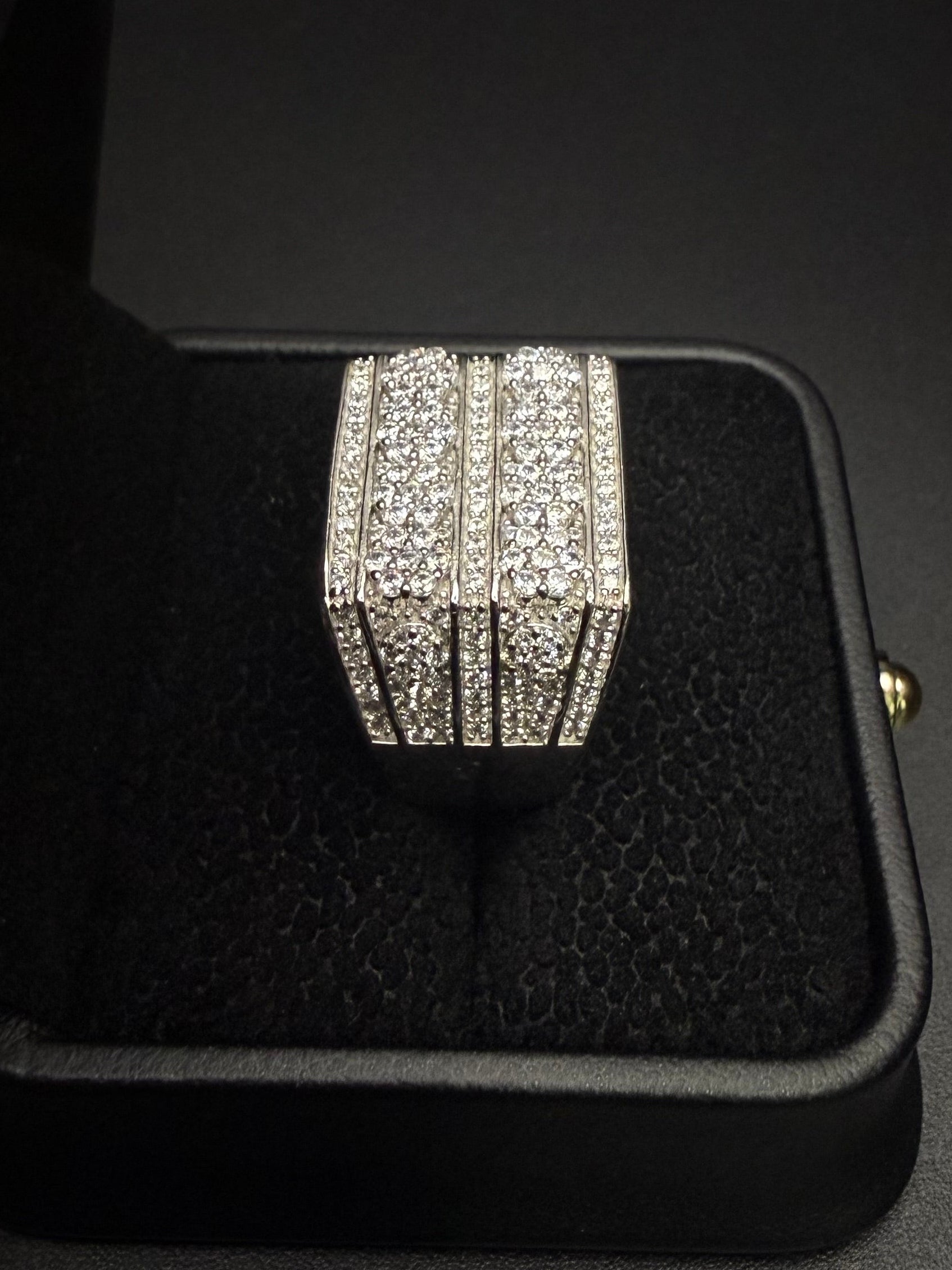 Iced Out Rectangular Ring – 925 Sterling Silver CZ | Size 9