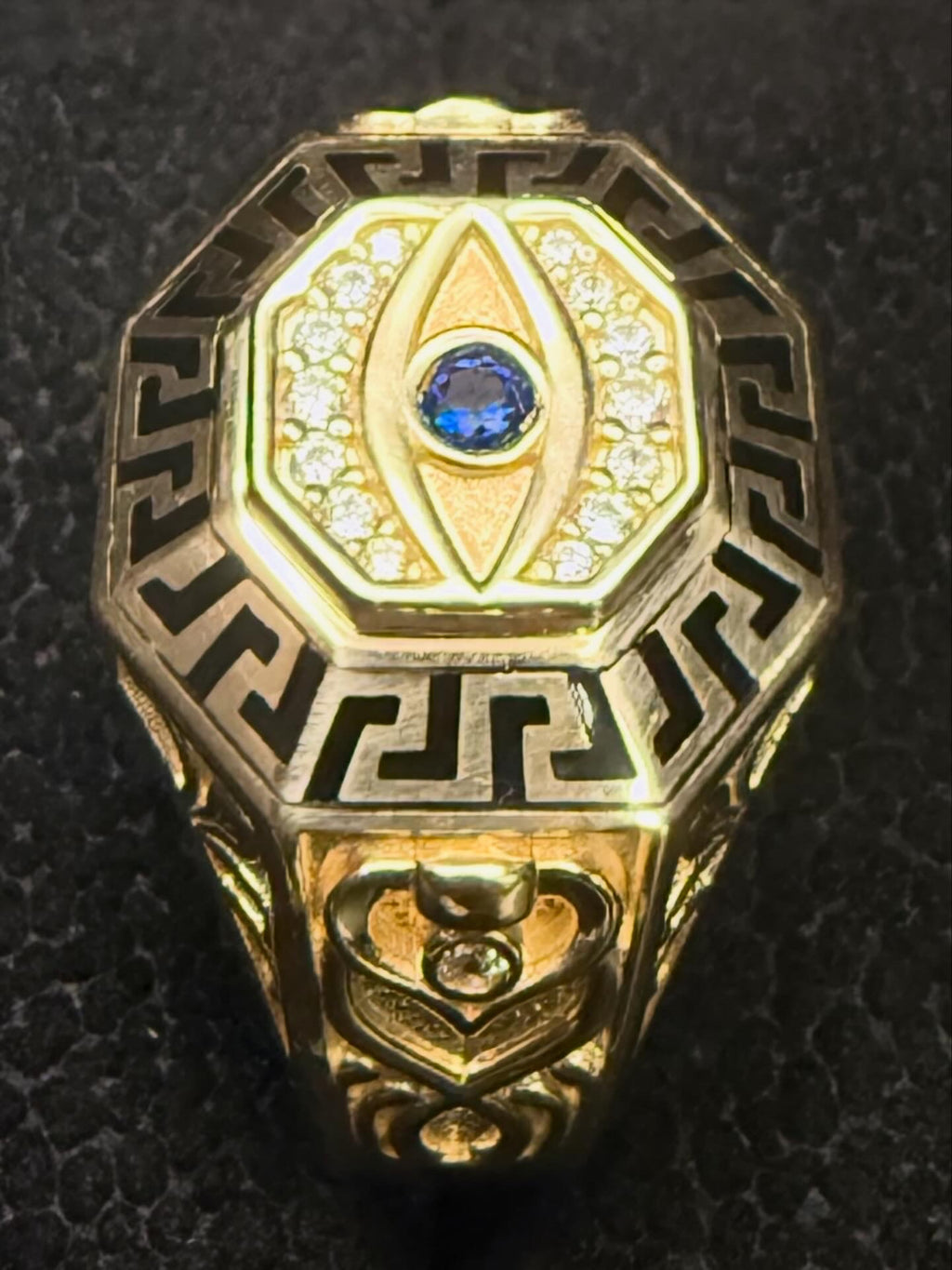 14K Gold Turkish Evil Eye Ring – 10.2 Grams – Size 10