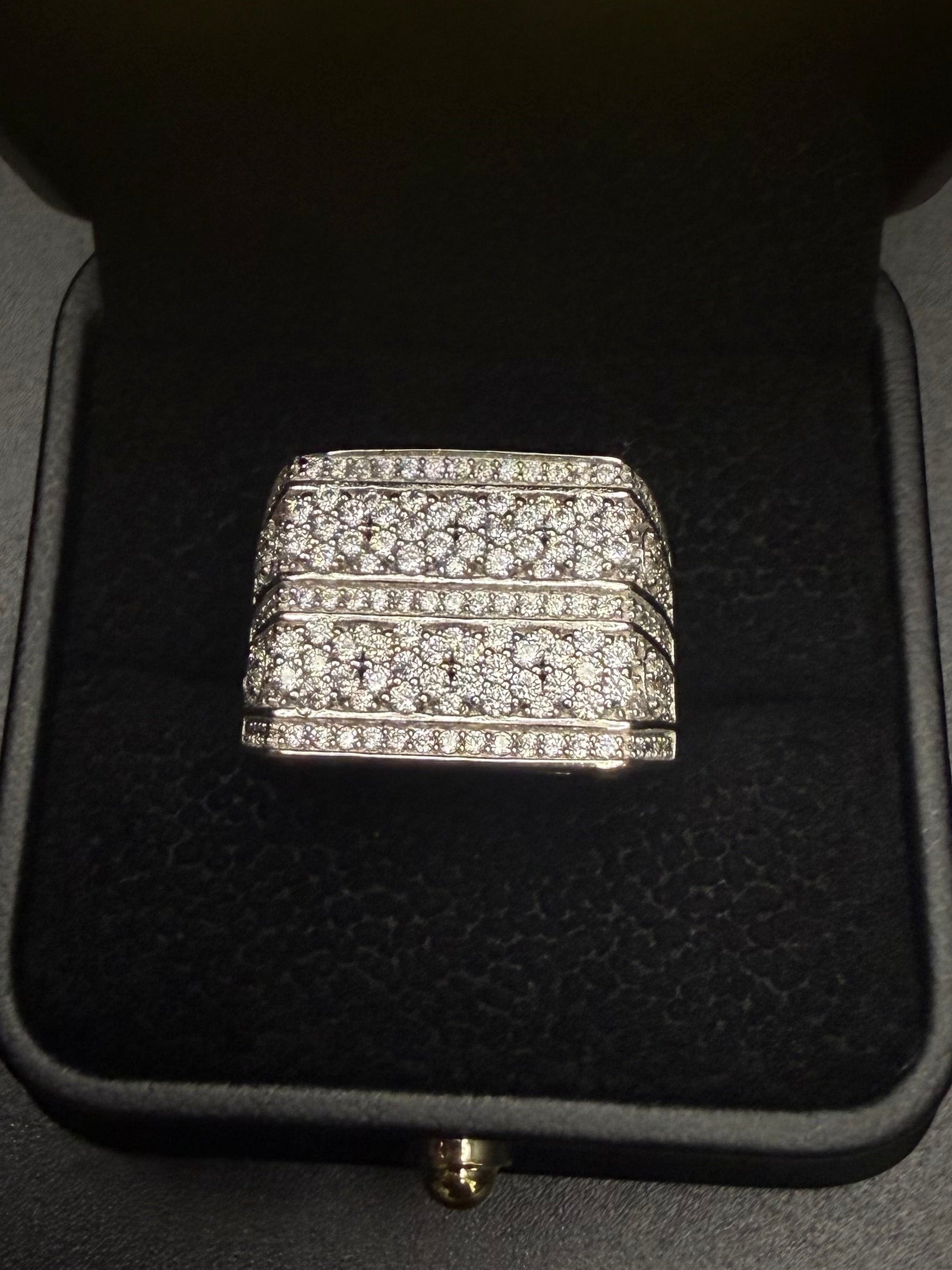 Iced Out Rectangular Ring – 925 Sterling Silver CZ | Size 9