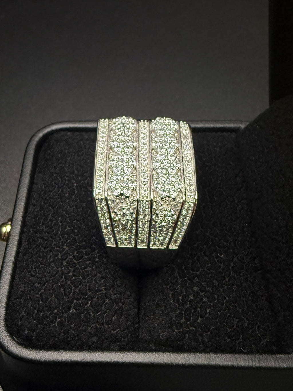 Iced Out Rectangular Ring – 925 Sterling Silver CZ | Size 9