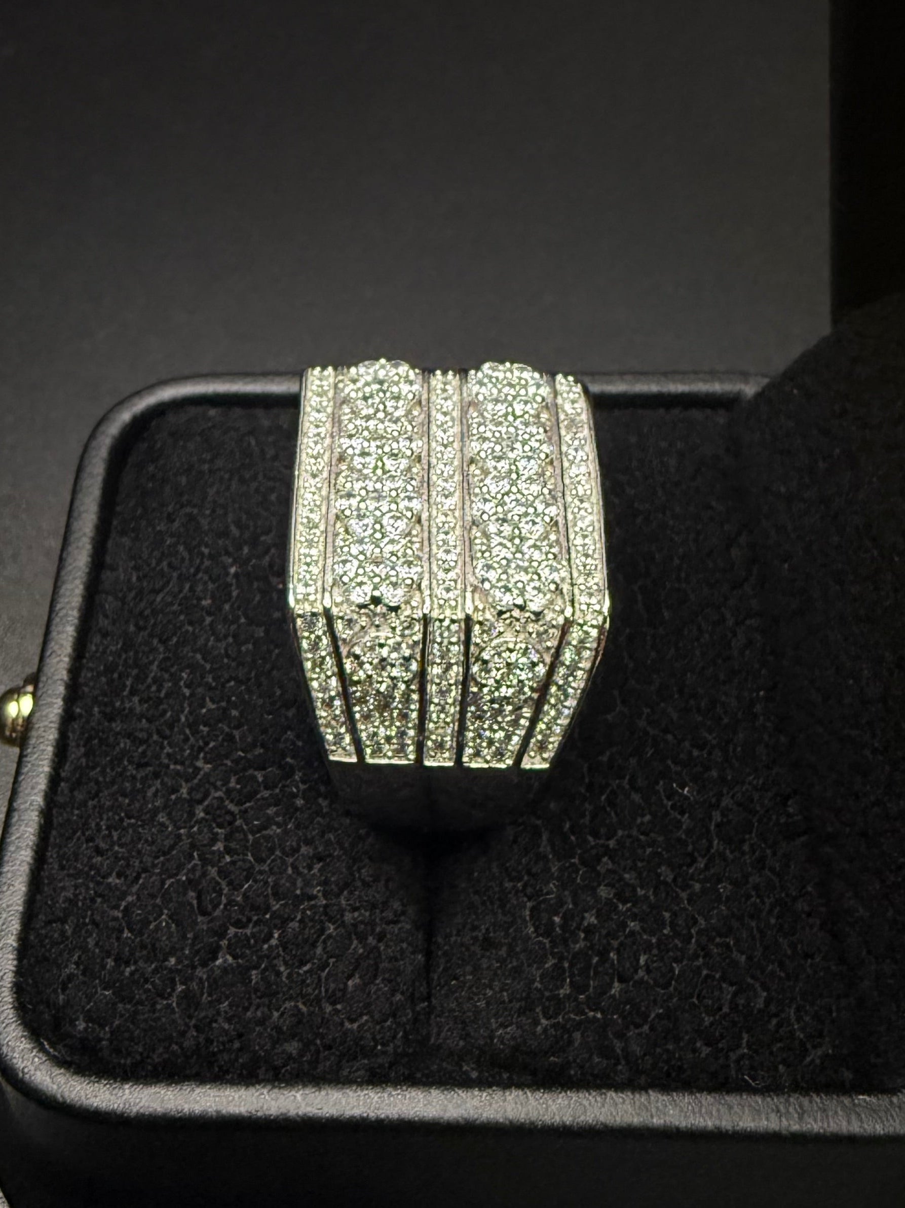 Iced Out Rectangular Ring – 925 Sterling Silver CZ | Size 9