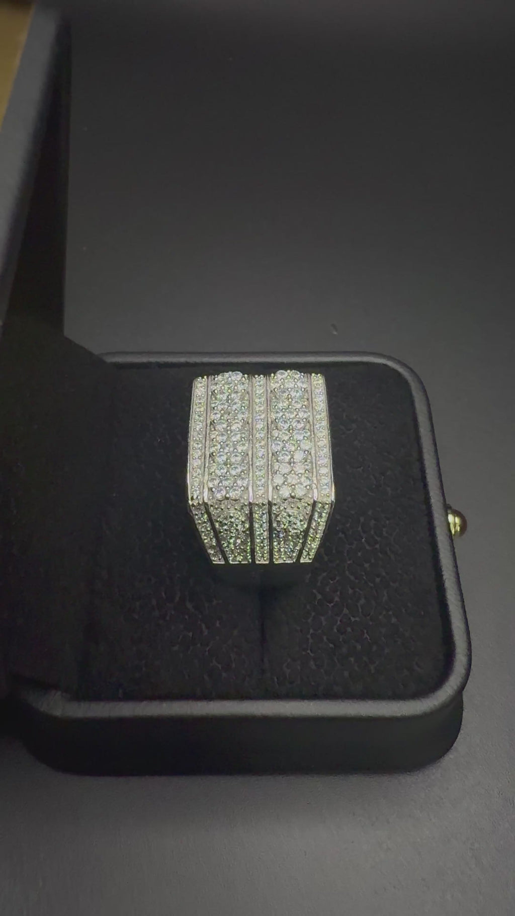 Iced Out Rectangular Ring – 925 Sterling Silver CZ | Size 9