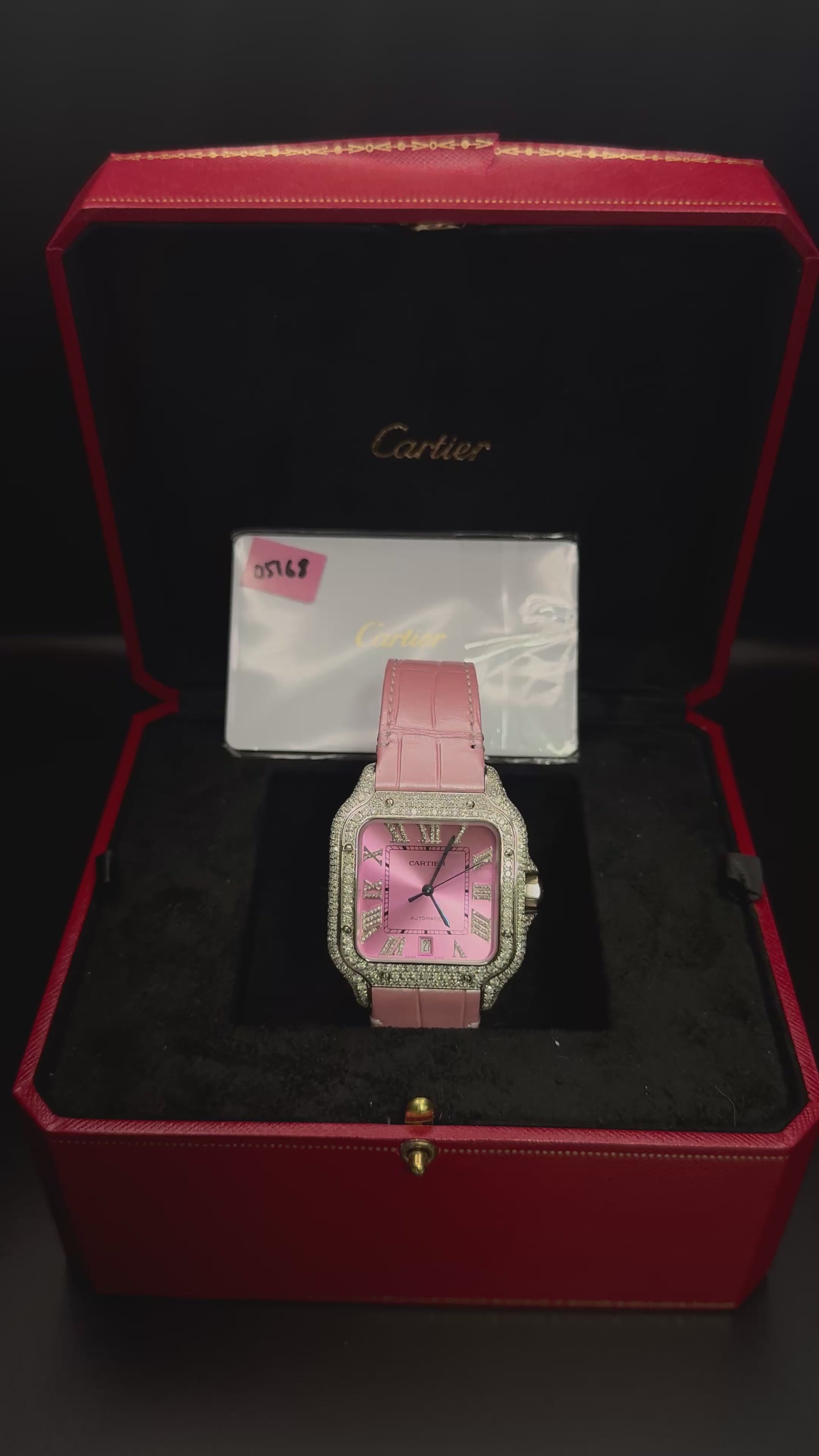 Cartier Santos de Cartier Custom Pink Diamond Watch – Automatic